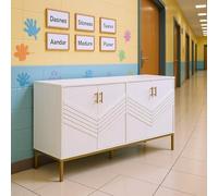 HOMYLIN Armoire à vêtements à chevrons avec quatre compartiments, rangement pour manteaux et sacs, blanc