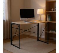 HOMYLIN Armoire d'ordinateur pliable avec design peu encombrant, surface en MDF et cadre en métal, parfait pour les petits bureaux à domicile, chêne romain