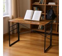 HOMYLIN Bureau pliable avec crochets latéraux, plateforme de base pour livres de bureau et étagères de lecture, marron