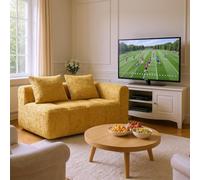 HOMYLIN Canapé de salon 2 places en chenille - Canapé de soutien doux pour regarder les jeux, accoudoirs rembourrés et doubles oreillers, charge de 300 kg, pas de montage, sièges pour salon ou dortoir