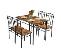 HOMYLIN Ensemble de Salle à Manger Vintage 5 pièces, 1 Table à Manger avec 4 chaises, idéal pour Salle à Manger ou Coin Cuisine, Marron