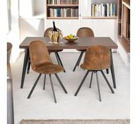 HOMYLIN Ensemble Table et Chaise 5 pièces, Marron foncé, Bureau en MDF et métal, 4 chaises pivotantes en Daim, Parfait pour Les réunions élégantes, Polyvalent et Durable