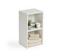 HOMYLIN Étagère ouverte à 2 niveaux, étagère d'angle empilable, organisateur de rangement peu encombrant, étagère murale d'angle, petite bibliothèque en bois, 29 x 24 x 53 cm, blanc