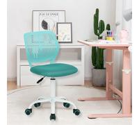 HOMYLIN Lot de 1 Chaise de Bureau pivotante sans accoudoirs pour Enfants avec Assise en Tissu et Dossier en Plastique, siège coloré réglable en Hauteur pour Enfants, étude, Jeux d'enfants, Turquoise