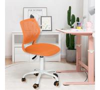 HOMYLIN Lot de 1 chaise de bureau pivotante sans accoudoirs pour enfants avec assise en tissu et dossier en plastique, siège coloré réglable en hauteur pour enfants, étude, jeux d'enfants, orange