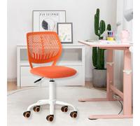 HOMYLIN Lot de 1 Chaise de Bureau pivotante sans accoudoirs pour Enfants avec Assise en Tissu et Dossier en Plastique, siège coloré réglable en Hauteur pour Enfants, étude, Jeux d'enfants, Orange