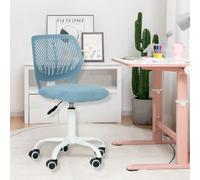 HOMYLIN Lot de 1 Chaise de Bureau pivotante sans accoudoirs pour Enfants avec Assise en Tissu et Dossier en Plastique, siège coloré réglable en Hauteur pour Enfants, étude, Jeux d'enfants, Bleu Clair