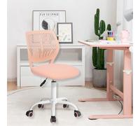 HOMYLIN Lot de 1 Chaise de Bureau pivotante sans accoudoirs pour Enfants avec Assise en Tissu et Dossier en Plastique, siège coloré réglable en Hauteur pour Enfants, étude, Jeux d'enfants, Rose Clair