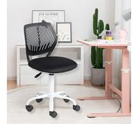 HOMYLIN Lot de 1 Chaise de Bureau pivotante sans accoudoirs pour Enfants avec Assise en Tissu et Dossier en Plastique, siège coloré réglable en Hauteur pour Enfants, étude, Jeux d'enfants, Noir