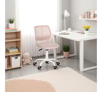 HOMYLIN Lot de 1 Chaise de Bureau pivotante sans accoudoirs pour Enfants avec Assise en Tissu et Dossier en Plastique, siège coloré réglable en Hauteur pour Enfants, étude, Jeux d'enfants, Rose