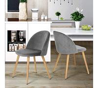 HOMYLIN Lot de 2 chaises de Salle à Manger Style scandinave en Velours Gris, en Bois d'ingénierie, 49,5 x 45,5 x 77,5 cm