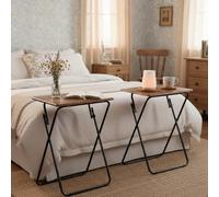HOMYLIN Lot de 2 tables de lit en MDF avec surface en PVC Marron