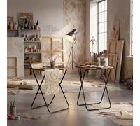 HOMYLIN Lot de 2 tables de préparation de papier peint - MDF avec surface en PVC, idéal pour les projets de tapisserie, marron