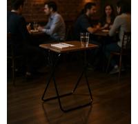 HOMYLIN Lot de 2 tables de restaurant en MDF avec surface en PVC, idéales pour les salles à manger et les espaces de service, marron