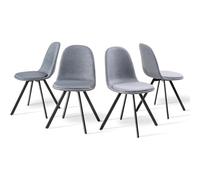 HOMYLIN Lot de 4 chaises de réception en Tissu avec Pieds Robustes en métal Noir, polyvalentes pour Les Zones d'attente et Les Bureaux Modernes, Solution d'assise Confortable, Gris