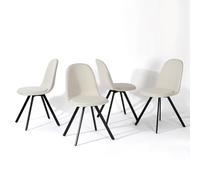 HOMYLIN Lot de 4 chaises de restaurant, design moderne et élégant, siège pivotant confortable avec pieds en métal robustes, parfaites pour les restaurants, beige