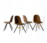 HOMYLIN Lot de 4 chaises de Salle à Manger de Jardin, Design Moderne, Pieds pivotants en métal durables, parfaites pour Une Utilisation en extérieur, ajout élégant à n'importe Quel Jardin, Marron