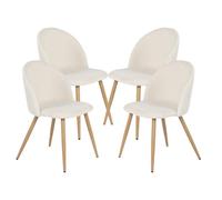 HOMYLIN Lot de 4 chaises de Salle à Manger élégantes et Confortables avec Assise sans accoudoirs, chaises de Cuisine en Chenille, parfaites pour Salle à Manger, Cuisine ou Coin, Beige