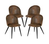 HOMYLIN Lot de 4 chaises de Salle à Manger élégantes et Confortables avec Assise sans accoudoirs, chaises de Cuisine en Daim, parfaites pour Salle à Manger, Cuisine ou Coin Petit-déjeuner, Marron