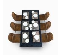 HOMYLIN Lot de 6 chaises de salle à manger confortables en daim capitonné, assise sans accoudoirs avec pieds en métal noir doré pour maison, cuisine, chambre à coucher, salon, restaurant, café (marron