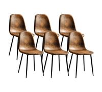 HOMYLIN Lot de 6 chaises de salle à manger confortables rembourrées en daim avec assise sans accoudoirs pour maison, cuisine, chambre à coucher, salon, restaurant, café (marron)