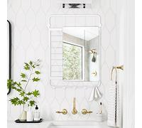 HOMYLIN Miroir Mural avec Cadre en Blanc 50 X 70 Cm