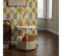 HOMYLIN Table d'appoint moderne pour couloir avec panier en tissu, commodes blanches et organiseur de buffet, parfaite pour couloir et entrée, blanche