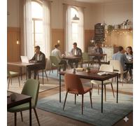 HOMYLIN Table de cafétéria d'école de 120 cm avec surface en bois de noyer stratifié et cadre en métal, table de salle à manger durable pour étudiants et personnels, marron