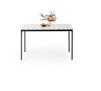 HOMYLIN Table de Salle à Manger, Table de Cuisine Effet marbre Blanc, Bureau rectangulaire pour Salle de conférence, Cuisine, Restaurant, Appartement, 120 cm, Blanc
