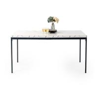 HOMYLIN Table de Salle à Manger, Table de Cuisine Effet marbre Blanc, Bureau rectangulaire pour Salle de conférence, Cuisine, Restaurant, Appartement, 150 cm, Blanc