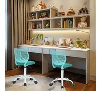 HOMYLIN VD Carnation Aqua Lot de 2 chaises de Bureau ergonomiques en Hauteur réglable et pivotantes avec Dossier-Turquoise, 44×40×86cm