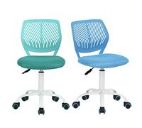 HOMYLIN VD Carnation Blue Aqua Lot de 2 chaises de Bureau ergonomiques en Hauteur avec Dossier et Assise pivotante en Tissu Bleu + Turquoise, 44×40×86cm