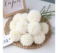 Homyu HoYuanFlo Bouquet de Fleurs artificielles chrysanthèmes - 10 pièces pour Les Personnes importantes - pour la Maison, Le Bureau, Le café, Les fêtes et Les Mariages (Blanc Laiteux)