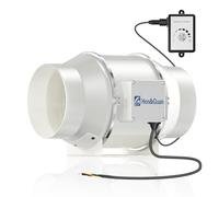 Hon&Guan 100mm Ventilateur d'extraction EC Extracteur d'Air 366m³/h avec contrôle de vitesse variable, extracteur d'air de conduit pour bain, évents, serres, tente