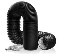 Hon&Guan Conduit d'air Flexible Tuyau de Ventilation 125 mm x 5 m en Feuille d'aluminium et PVC pour Chauffage et Climatisation, Seche Linge, Ventilateur Extracteur Air (Ø125mm, 5 Mètres, Noir)