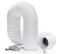 Hon&Guan Conduit d'air Flexible Tuyau de Ventilation 125 mm x 5 m en Feuille d'aluminium et PVC pour Chauffage et Climatisation, Seche Linge, Ventilateur Extracteur Air (Ø125mm, 5 Mètres, Blanc)