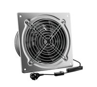 Hon&Guan Extracteur d’air 150 mm, 525 m³/h, Industriel Extracteur de Fumée avec Clapet Anti-retour, Ventilateur Mural d’Évacuation Hygroréglableet avec Prise EU pour Garage, Atelier, Entrepôt, Comble