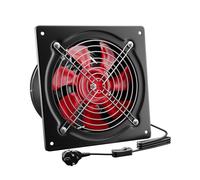 Hon&Guan Extracteur d’air 150 mm, 525 m³/h, Industriel Extracteur de Fumée avec Clapet Anti-retour, Ventilateur Mural d’Évacuation Hygroréglableet avec Prise EU pour Garage Atelier Entrepôt (Noir)