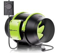 Hon&Guan Extracteur d'Air 150mm Silencieux avec Régulateur de Vitesse, Ventilateur d'extraction avec Prise Europlug IP44 Classe de Protection pour Machines à Graver au Laser