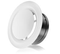 Hon&Guan Grilles d’aération 150mm, d’ouverture d’air réglables, Grille Aeration Ronde, Bouche vmc 150mm, Grille de Ventilation Pour SDB, WC, Cuisine, Garage,Montage sur Plafond ou Mur