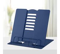 Honagu Support de livre en métal pour lire les mains libres, réglable pour livres de cuisine, documents, livres de musique, manuels scolaires, recettes, tablette, iPad (bleu roi)