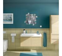 Honana BX-215 Miroir de salle de bain autocollant amovible Puzzles DIY miroir autocollant mural acrylique massif - argent