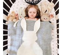Honana HT-33 Douce couverture de bébé tricotée tout-petit Lapin Doux Laine chaude Swaddle Enfants Serviette de bain Belle literie Nouveau-né Props Couvertures de bébé - Noir&Blanc