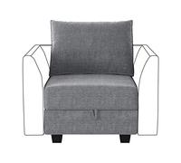 HONBAY Module central moderne en tissu pour canapé modulaire personnalisable canapé sectionnel fauteuil d'appoint sans accoudoirs, gris