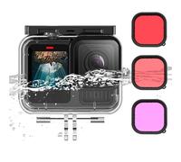 Honbobo Boîtier étanche + Filtres de plongée pour GoPro Hero 13 Black, Boîtier de plongée 45M pour GoPro Hero 13/12/11/10 Black Boîtier de Protection Coque étanche Filtres sous-Marins Accessoires