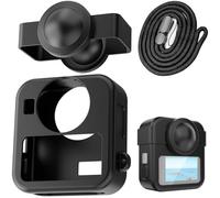 Honbobo Caméra Silicone Étui de Protection Housse Couvercles d'objectif Batterie Protège-objectifs de Rechange Porte de Rechange Lanière pour GoPro Max 2 (3in1(Camera Cover+Lens Caps+Lanyard))