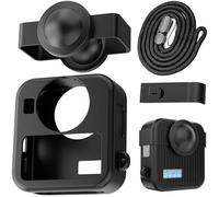 Honbobo Caméra Silicone Étui de Protection Housse Couvercles d'objectif Batterie Protège-objectifs de Rechange Porte de Rechange Lanière pour GoPro Max 2 (4in1(Cover+Battery Cover+Lens Cap+Lanyard))
