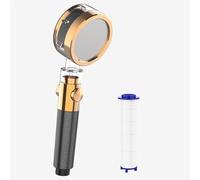HONBOO Pommeau de Douche avec Filtre, Douchette avec Arrêt d’Eau, Douche Économique, Pommeau Haute Pression pour Éliminer le Calcaire, le Chlore, les Bactéries et les Métaux Lourds, Noir