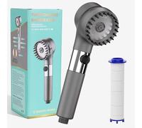 HONBOO Pommeau de Douche Filtrant, Pommeau Douche anti Calcaire, Douche avec Arrêt avec 3 Modes de Brumisateur, Douchette Économie D'eau, Gris