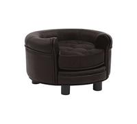 Hondenbank 48x48x32 cm pluche en kunstleer bruin170958